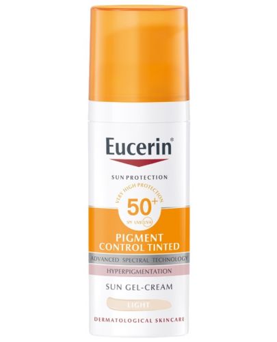 Eucerin Sun Оцветен слънцезащитен гел-крем за лице Pigment Control, SPF 50+, Светъл, 50 ml - 1