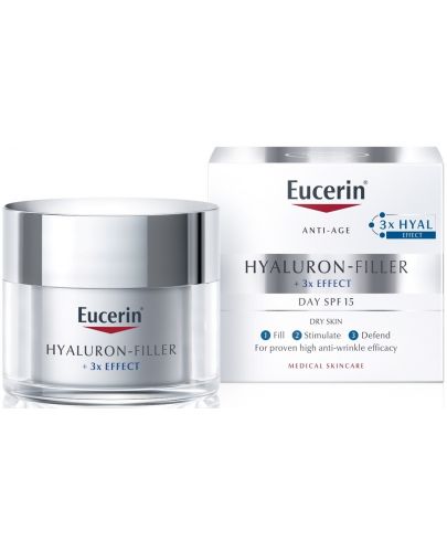 Eucerin Hyaluron-Filler Дневен крем за суха кожа, SPF 15, 50 ml - 1