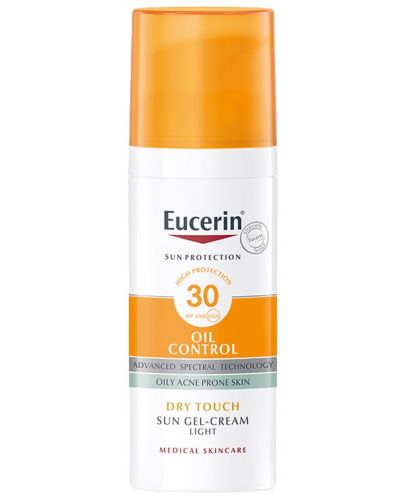 Eucerin Sun Слънцезащитен гел-крем за лице Oil Control, SPF 30, 50 ml - 1