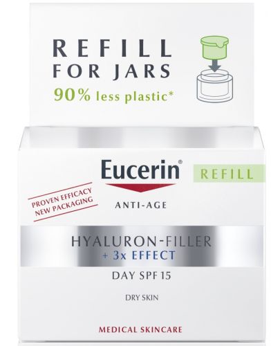 Eucerin Hyaluron-Filler Пълнител за дневен крем за суха кожа, SPF 15, 50 ml - 1