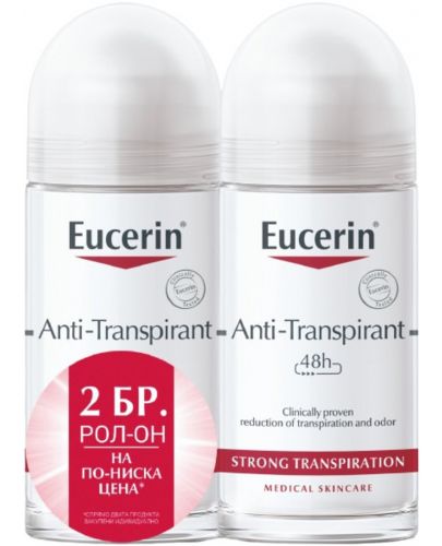 Eucerin Deo Комплект - Рол-он против силно изпотяване, 2 x 50 ml (Лимитирано) - 1