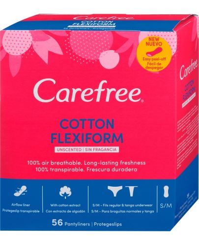 Ежедневни превръзки Carefree - Flexiform, без аромат, 56 броя - 1
