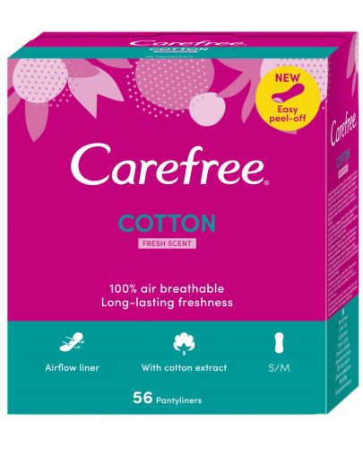 Ежедневни превръзки Carefree - Cotton Fresh, 56 броя - 1