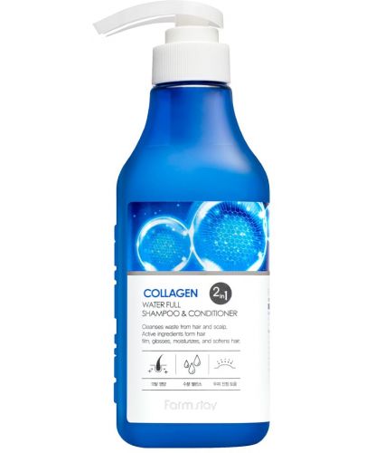 FarmStay Collagen Шампоан и балсам 2 в 1 Water Full,  530 ml - 1