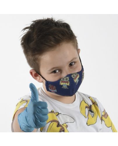 Детска предпазна маска - Бухал, трислойна, 4-8 години - 1