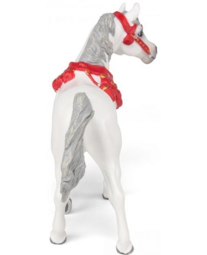 Фигурка Papo Horse, Foals and Ponies - Бял арабски кон, с червени украшения - 4
