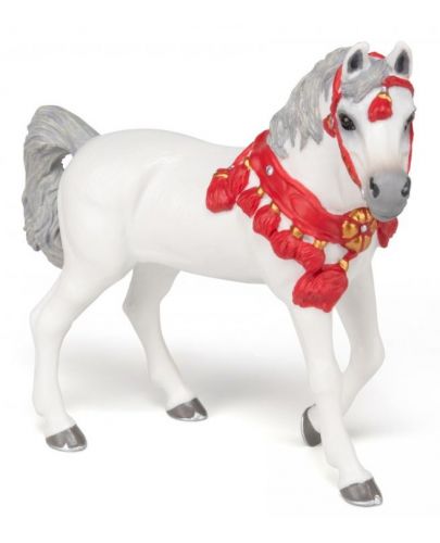 Фигурка Papo Horse, Foals and Ponies - Бял арабски кон, с червени украшения - 2