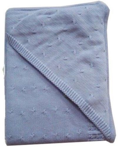 Бебешко одеяло с качулка EKO - Синьо, 90 х 90 cm - 1