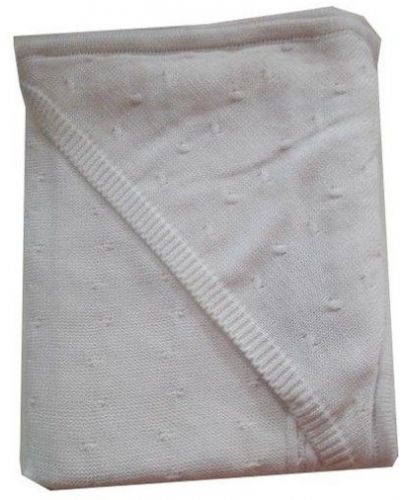 Бебешко одеяло с качулка EKO - Бяло, 90 х 90 cm - 1
