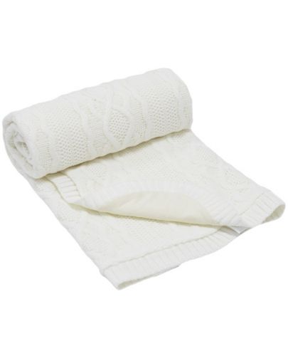 Бебешко плетено одеяло EKO - Бяло, 85 х 75 cm - 1