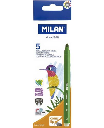 Флумастери Milan - 5 цвята - 1