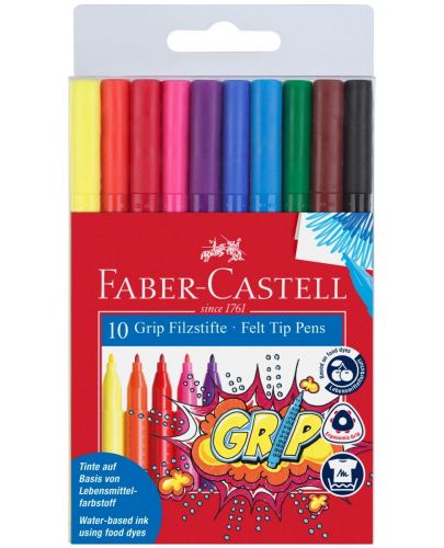 Флумастери Faber-Castell Grip - 10 цвята - 1