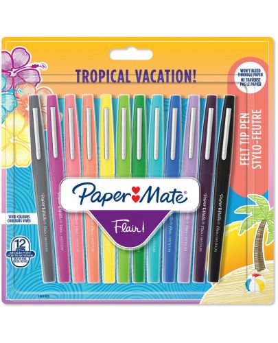 Флумастери Paper Mate Flair - Tropical Vacation, 12 цвята - 1