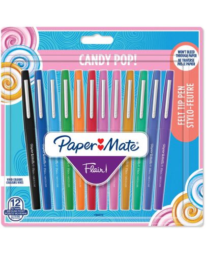 Флумастери Paper Mate Flair - Candy Pop, 12 цвята - 1
