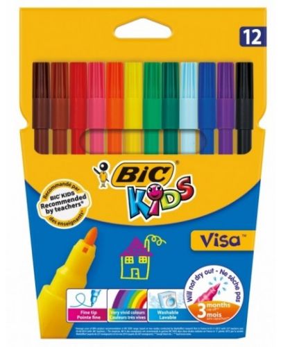 Флумастери BIC Kids Visa 12 цвята - 1