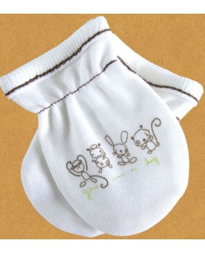 Бебешки ръкавички For Babies - Give me a hug, зелен надпис - 1