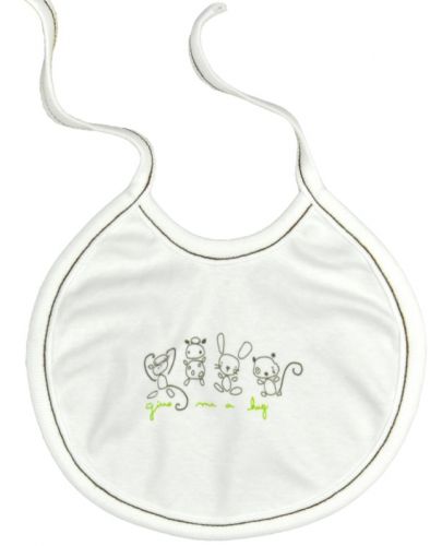 Бебешки лигавник с връзки For Babies - Give me a hug, зелен надпис - 1