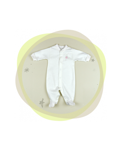 For Babies Бебешко гащеризонче с предно закопчаване - Розово зайче размер 1-3 месеца - 1