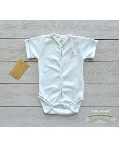 For Babies Боди с предно закопчаване къс ръкав - Розово мишле размер 3-6 месеца - 1