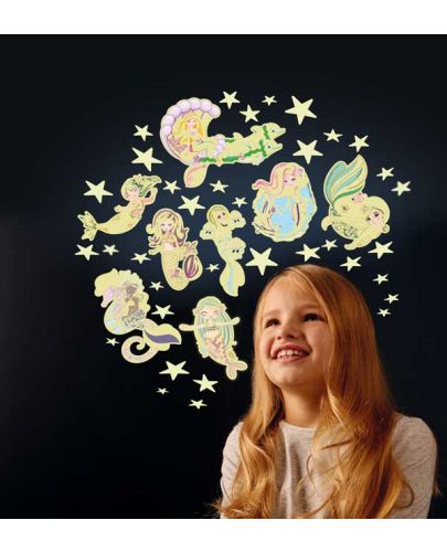 Фосфоресциращи стикери Brainstorm Glow - Звезди и русалки, 43 броя  - 3