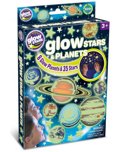 Фосфоресциращи стикери Brainstorm Glow - Звезди и планети, 43 броя - 1
