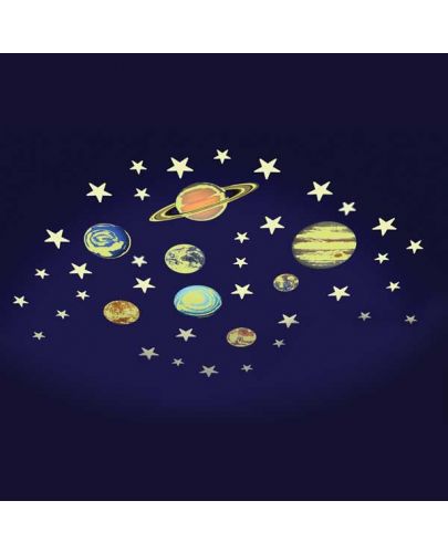 Фосфоресциращи стикери Brainstorm Glow - Звезди и планети, 43 броя - 2
