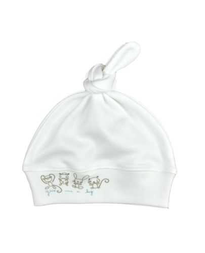 For Babies Бебешка шапка с възел - Give me a hug - синя размер 0-3 месеца - 1