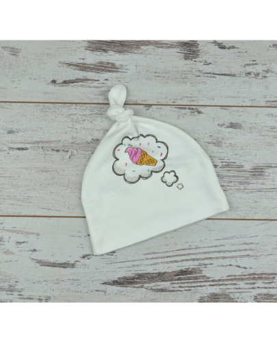 Бебешка шапка с възел For Babies - Сладоледче, 0-3 месеца - 1