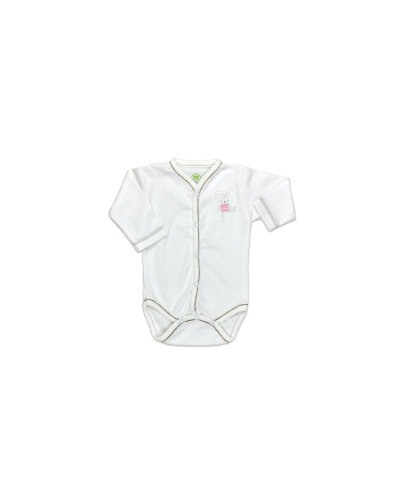 For Babies Боди с предно закопчаване и дълъг ръкав - Розово мишле размер 1-3 месеца - 1