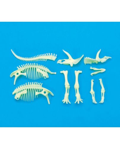 Фосфоресцираща фигурка Brainstorm Glow Dinos - Трицератопс, скелет - 3