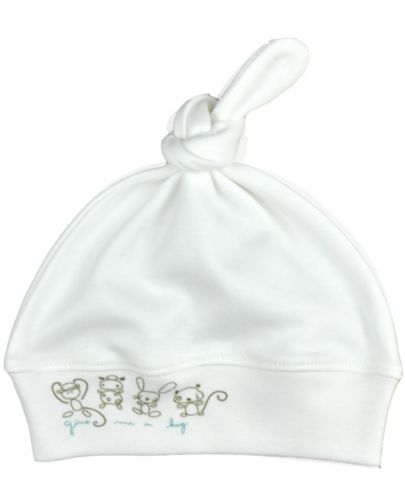 Бебешка шапка с възел For Babies - Give me a hug, син надпис - 1
