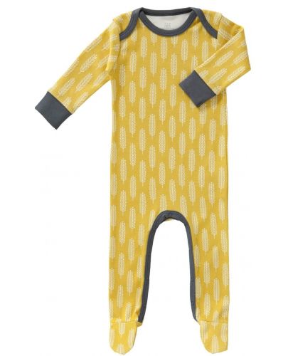 Бебешка цяла пижама с ританки Fresk - Havre vintage, жълта, 3-6 месеца - 1
