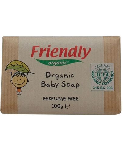 Бебешки сапун  Friendly Organic - С масло от ший и сладък бадем, 100 g - 1