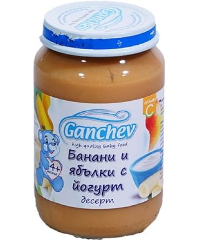 Десерт Ganchev - Банани и ябълки с йогурт, 190 g - 1