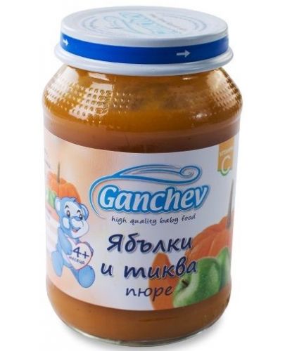 Плодово пюре Ganchev - Ябълки и тиква, 190 g - 1