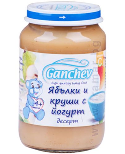 Десерт Ganchev - Ябълки и круши с йогурт, 190 g - 1