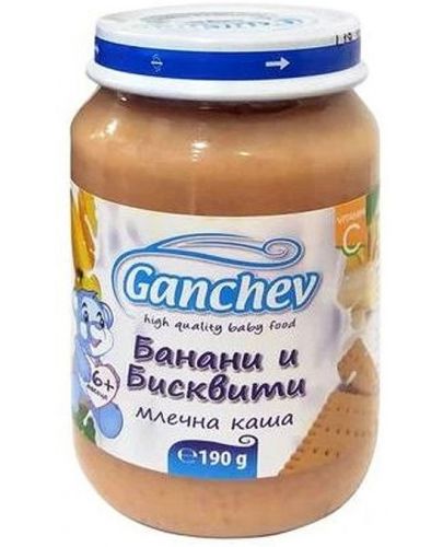 Млечна каша Ganchev - Банани и бисквити, 190 g - 1