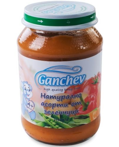 Зеленчуково пюре Ganchev - Натурално асорти от зеленчуци, 190 g - 1
