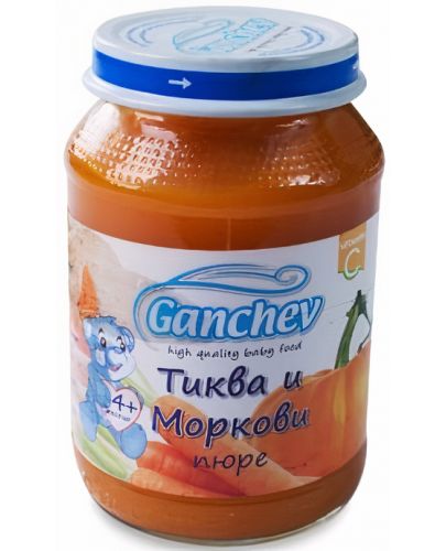 Плодово пюре Ganchev - Тиква и моркови, 190 g - 1