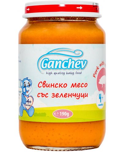 Пюре Ganchev - Свинско със зеленчуци, 190 g - 1