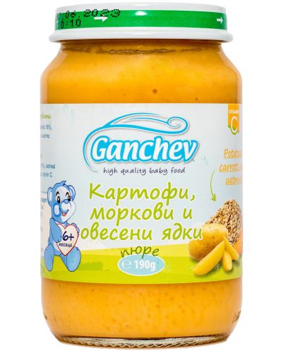 Зеленчуково пюре Ganchev - Картофи, моркови и овесени ядки, 190 g - 1
