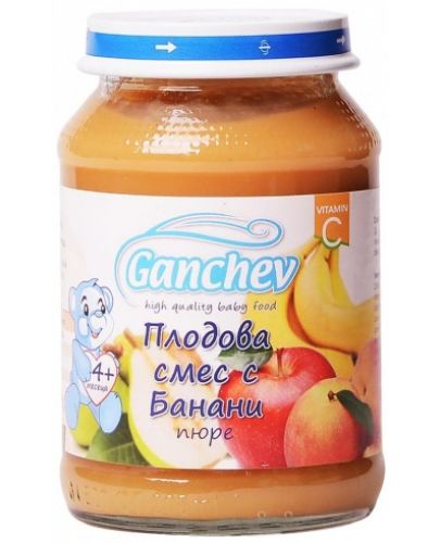 Плодово пюре Ganchev - Плодова смес с банани, 190 g - 1
