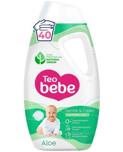 Гел за пране Teo Bebe Gentle & Clean - Алое Вера, 40 пранета, 1.8 l - 1