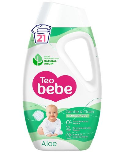 Гел за пране Teo Bebe Gentle & Clean - Алое, 21 пранета, 0.945 l - 1