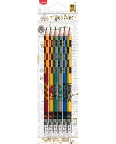 Графитни моливи Maped Harry Potter - HB, с гумичка, 6 броя - 1