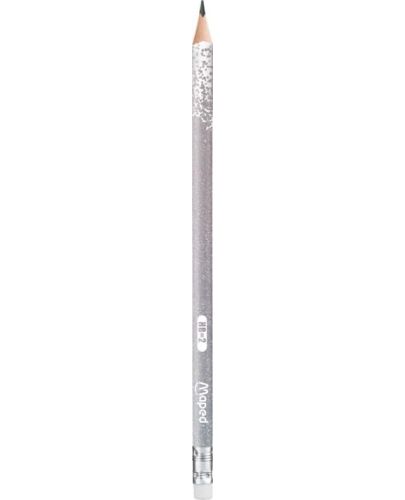 Графитен молив Maped - Glitter, HB, с гумичка, асортимент - 4