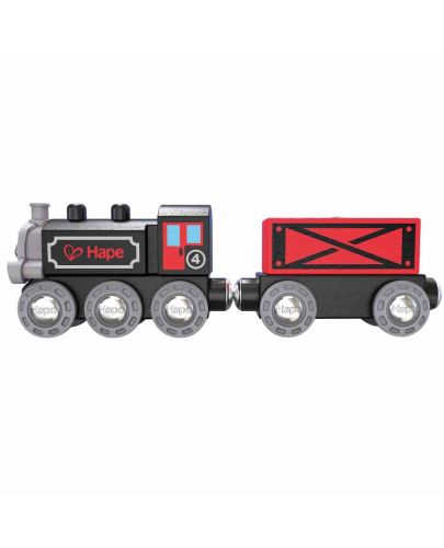 Игрален комплект Hape - Товарен влак с парен локомотив - 3
