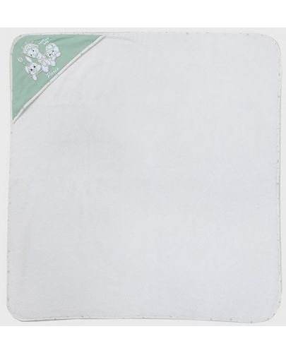Хавлия с качулка Bambino Casa - Paris, 100 х 100 cm, Bianco Mint - 1