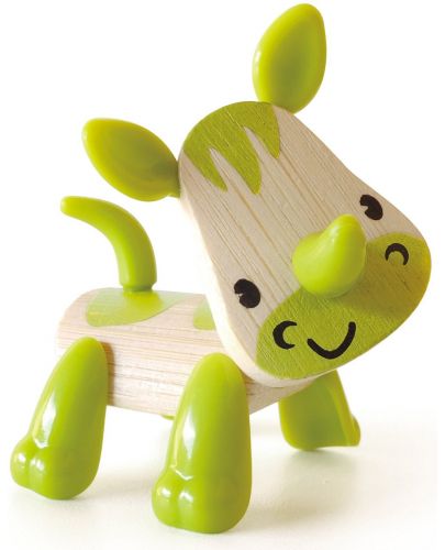 Детска играчка от бамбук Hape - Мини животинка Носорог - 1