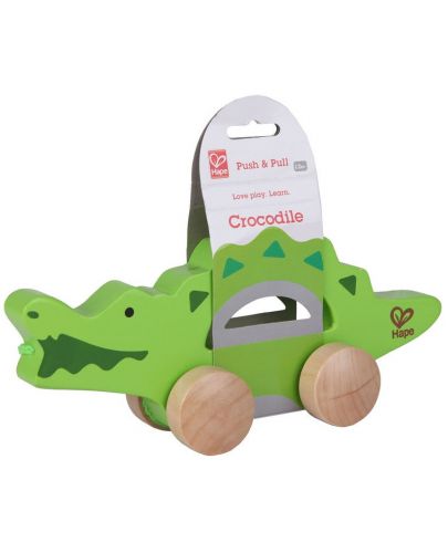 Дървена играчка на колела - Крокодил - 1